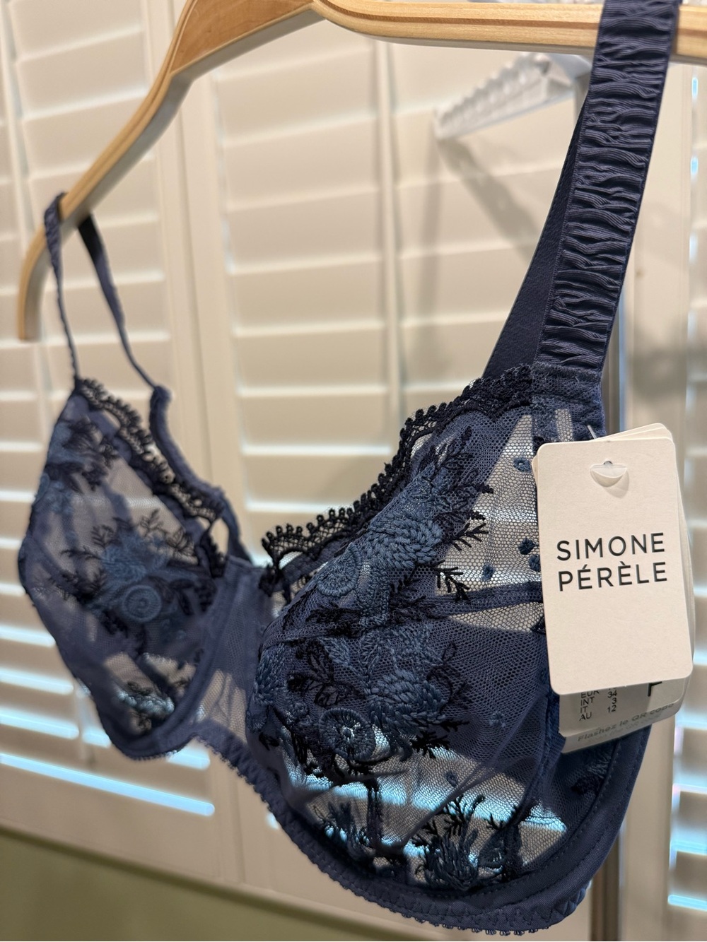 Brand new Simone Perele Blue Floral Embroidered Sheer Underwire Bra
